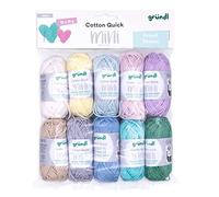 Gründl Laine Cotton Quick Mini Shades - laine fine pour crocheter de petites figurines - brillante et respectueuse de la peau - 100% coton - 10 mini-pelotes 15 g / 37 m - taille d’aiguille 3-4pastel
