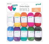 Gründl Laine Cotton Quick Mini Basic Shades Set pour tricot et crochet 10 x 15 g 100% coton 15 g 37 m Multicolore, coloré
