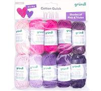 Gründl laine Cotton Quick Mini Shades Kit tricot et crochet Miniature 10 x 15 g, 100% Baumwolle, 15 g / 37 m, rose et violet
