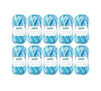 Gründl Laine Cotton Quick print - laine fine pour le crochet avec dégradé de couleurs - respectueuse de la peau - 100 % coton - 10 pelotes 50 g / 125 m - taille d’aiguille 3-4 - Aqua