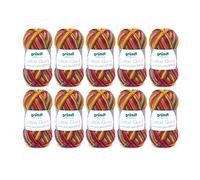 Gründl Laine Cotton Quick print - laine fine pour le crochet avec dégradé de couleurs - respectueuse de la peau - 100 % coton - 10 pelotes 50 g / 125 m - taille d’aiguille 3-4 - Carneval