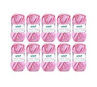 Fil à tricoter/crocheter Gründl Cotton Quick Print (fil aux couleurs joyeuses 100 % coton, certifié OEKO-TEX, 50 g / 125 m, grosseur d'aiguilles : 3 - 4, 10 x 50 g), Pink-fuchsia Multicolore