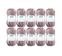 Gründl Laine Cotton Quick Print - Laine Fine pour Le Crochet avec dégradé de Couleurs - respectueuse de la Peau - 100% Coton - 10 pelotes 50 g / 125 m - Taille d’Aiguille 3-4 - Marrone