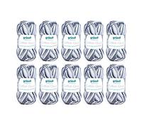 Fil à tricoter/crocheter Gründl Cotton Quick Print (fil aux couleurs joyeuses 100 % coton, certifié OEKO-TEX, 50 g / 125 m, grosseur d'aiguilles : 3 - 4, 10 x 50 g), Nero-grigio Multicolore