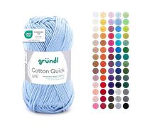 Gründl Laine Cotton Quick uni Fil à crocheter 1 pelote 50 g, Bleu ciel
