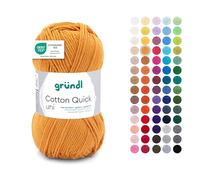 Gründl Laine Cotton Quick uni – 100% coton, 50 g/125 m, aig. 3–4, moutarde
