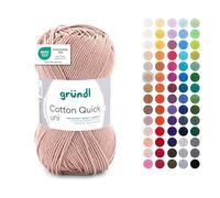 Gründl Laine Cotton Quick uni Fils à tricoter et à crocheter (100 % coton), 1 pelote à 50 g / 125 m, beige