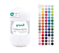 Gründl Laine Cotton Quick uni Fils à tricoter et à crocheter (100 % coton), 1 pelote à 50 g / 125 m, blanc