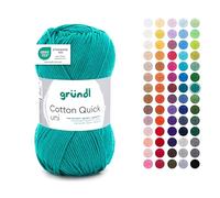 Gründl Laine Cotton Quick uni Fils à tricoter et à crocheter (100 % coton), 1 pelote à 50 g / 125 m, émeraude