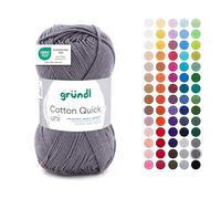 Gründl Laine Cotton Quick uni Fils à tricoter et à crocheter (100 % coton), 1 pelote à 50 g / 125 m, gris souris