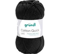 Gründl Laine Cotton Quick uni Fils à tricoter et à crocheter (100 % coton), 1 pelote à 50 g / 125 m, noir
