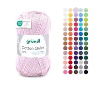 Gründl Laine Cotton Quick uni Fils à tricoter et à crocheter (100 % coton), 1 pelote à 50 g / 125 m, rosé