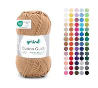 Gründl Laine Cotton Quick uni - Laine fine pour crochet - Fil à tricoter - Fil à crochet - Brillant et doux pour la peau - 100% coton - 1 pelote de 50 g / 125 m - Taille des aiguilles 3-4 - Laiton