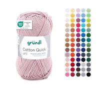 Gründl Laine Cotton Quick uni - Laine fine pour crochet - Fil à tricoter - Fil à crochet - Brillant et doux pour la peau - 100% coton - 1 pelote de 50 g / 125 m - Taille des aiguilles 3-4 - Quartz