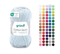 Gründl Laine Cotton Quick uni - Laine fine pour crochet - Fil à tricoter - Fil à crochet - Brillant et doux pour la peau - 100% coton - 1 pelote de 50 g / 125 m - Taille des aiguilles 3-4 - Bleu pâle