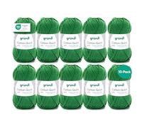 Fil à tricoter/crocheter Gründl Cotton Quick Uni, 10 pelotes de 50 g (fil aux couleurs joyeuses 100 % coton, certifié OEKO-TEX, 50 g / 125 m, grosseur d'aiguilles : 3 - 4, 10 x 50 g), Fern