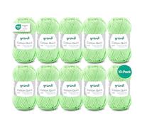 Fil à tricoter/crocheter Gründl Cotton Quick Uni, 10 pelotes de 50 g (fil aux couleurs joyeuses 100 % coton, certifié OEKO-TEX, 50 g / 125 m, grosseur d'aiguilles : 3 - 4, 10 x 50 g), Kiwi