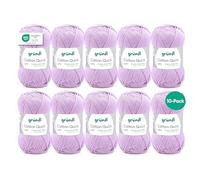 Gründl Laine Cotton Quick uni - laine fine pour crochet - fil à tricoter - fil à crocheter - brillante et douce pour la peau - 100% coton - 10 pelotes 50 g / 125 m - taille d’aiguille 3-4 - lilas