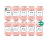 Gründl Fil à Tricoter/Crocheter Cotton Quick Uni, 10 pelotes de 50 g (Fil aux Couleurs joyeuses 100% Coton, certifié Oeko-TEX, 50 g / 125 m, grosseur d'aiguilles : 3-4, 10 x 50 g), Apricot