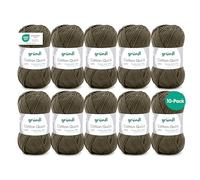 Gründl Laine Cotton Quick uni - laine fine pour crochet - fil à tricoter - fil à crocheter - brillante et douce pour la peau - 100% coton - 10 pelotes 50 g / 125 m - taille d’aiguille 3-4 -vert noir
