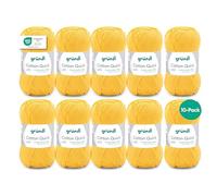 Gründl Fil à Tricoter/Crocheter Cotton Quick Uni, 10 pelotes de 50 g (Fil aux Couleurs joyeuses 100% Coton, certifié Oeko-TEX, 50 g / 125 m, grosseur d'aiguilles : 3-4, 10 x 50 g), mais Jaune
