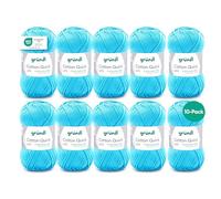 Gründl Laine Cotton Quick uni - laine fine pour crochet - fil à tricoter - fil à crocheter - brillante et douce pour la peau - 100% coton - 10 pelotes 50 g / 125 m - taille d’aiguille 3-4 -bleu d'eau
