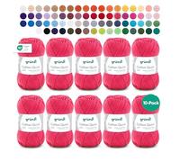 Gründl Laine Cotton Quick uni - laine fine pour crochet - fil à tricoter - fil à crocheter - brillante et douce pour la peau - 100% coton - 10 pelotes 50 g / 125 m - taille d’aiguille 3-4 - orange