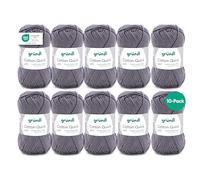 Gründl Laine Cotton Quick uni - laine fine pour crochet - fil à tricoter - fil à crocheter - brillante et douce pour la peau - 100% coton - 10 pelotes 50 g / 125 m - taille d’aiguille 3-4 -Mouse Grey