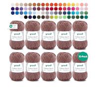 Gründl Laine Cotton Quick uni - laine fine pour crochet - fil à tricoter - fil à crocheter - brillante et douce pour la peau - 100% coton - 10 pelotes 50 g / 125 m - taille d’aiguille 3-4 - café