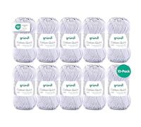Gründl Laine Cotton Quick uni - Laine Fine pour Crochet - Fil à Tricoter - Fil à Crocheter - Brillante et Douce pour la Peau - 100% Coton - 10 pelotes 50 g / 125 m - Taille d’Aiguille 3-4 -Gris Clair