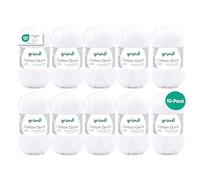 Gründl Laine Cotton Quick uni - laine fine pour crochet - fil à tricoter - fil à crocheter - brillante et douce pour la peau - 100 % coton - 10 pelotes 50 g / 125 m - taille d’aiguille 3-4 -Blanc