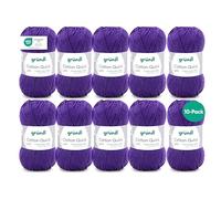 Gründl Laine Cotton Quick uni - laine fine pour crochet - fil à tricoter - fil à crocheter - brillante et douce pour la peau - 100 % coton - 10 pelotes 50 g / 125 m - taille d’aiguille 3-4 -Prugna