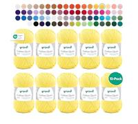 Gründl Fil à Tricoter/Crocheter Cotton Quick Uni, 10 pelotes de 50 g (Fil aux Couleurs joyeuses 100% Coton, certifié Oeko-TEX, 50 g / 125 m, grosseur d'aiguilles : 3-4, 10 x 50 g), Jaune