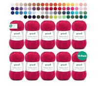 Gründl Laine Cotton Quick uni - laine fine pour crochet - fil à tricoter - fil à crocheter - brillante et douce pour la peau - 100% coton - 10 pelotes 50 g / 125 m - taille d’aiguille 3-4 - rouge vin