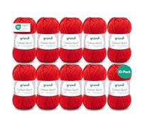 Gründl Laine Cotton Quick uni - laine fine pour crochet - fil à tricoter - fil à crocheter - brillante et douce pour la peau - 100 % coton - 10 pelotes 50 g / 125 m - taille d’aiguille 3-4 -Cherry