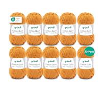 Gründl Wolle Cotton Quick uni - Laine Fine pour Crochet - Fil à Tricoter - Fil à Crocheter - Brillante et Douce pour la Peau - 100% Coton - 10 pelotes 50 g / 125 m - Taille d’Aiguille 3-4 -Senape