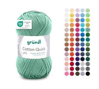 Gründl Laine Cotton Quick uni - laine fine pour crocheter - fil à tricoter - fil à crocheter - brillant et doux pour la peau - 100% coton - 1 pelote 50 g / 125 m - taille d’aiguille 3-4 - pomme