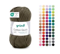 Gründl Laine Cotton Quick uni - laine fine pour crocheter - fil à tricoter - fil à crocheter - brillant et doux pour la peau - 100% coton - 1 pelote 50 g / 125 m - taille d’aiguille 3-4 - vert noir