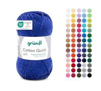 Gründl Laine Cotton Quick uni - laine fine pour crocheter - fil à tricoter - fil à crocheter - brillant et doux pour la peau - 100 % coton - 1 pelote 50 g / 125 m - taille d’aiguille 3 - 4 - marine