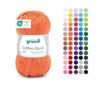Gründl Laine Cotton Quick uni - laine fine pour crocheter - fil à tricoter - fil à crocheter - brillant et doux pour la peau - 100 % coton - 1 pelote 50 g / 125 m - taille d’aiguille 3 - 4 - mandarin