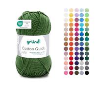 Gründl Laine Cotton Quick uni - laine fine pour crocheter - fil à tricoter - fil à crocheter - brillant et doux pour la peau - 100% coton - 1 pelote 50 g / 125 m - taille d’aiguille 3-4 - mousse