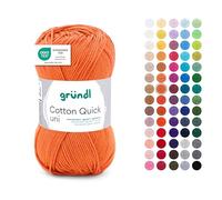 Gründl Laine Cotton Quick uni - laine fine pour crocheter - fil à tricoter - fil à crocheter - brillant et doux pour la peau - 100% coton - 1 pelote 50 g / 125 m - taille d’aiguille 3-4 - bronze