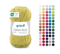 Gründl Laine Cotton Quick uni Fils à tricoter et à crocheter (100 % coton), 1 pelote à 50 g / 125 m, olive clair