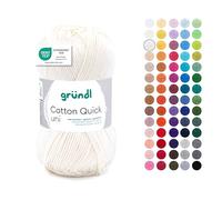 Gründl Laine Cotton Quick uni - laine fine pour crocheter - fil à tricoter - fil à crocheter - brillant et doux pour la peau - 100 % coton - 1 pelote 50 g / 125 m - taille d’aiguille 3 - 4 - cassé