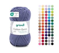 Gründl Laine Cotton Quick uni Fils à tricoter et à crocheter (100 % coton), 1 pelote à 50 g / 125 m, gris-bleu
