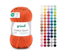 Gründl Laine Cotton Quick uni - laine fine pour crocheter - fil à tricoter - fil à crocheter - brillant et doux pour la peau - 100% coton - 1 pelote 50 g / 125 m - taille d’aiguille 3-4 - rouille