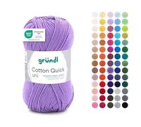 Gründl Laine Cotton Quick uni Fils à tricoter et à crocheter (100 % coton), 1 pelote à 50 g / 125 m, lavande