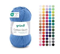 Gründl Laine Cotton Quick uni - laine fine pour crocheter - fil à tricoter - fil à crocheter - brillant et doux pour la peau - 100% coton - 1 pelote 50 g / 125 m - taille d’aiguille 3-4 - océan