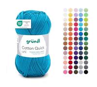Gründl Laine Cotton Quick uni - laine fine pour crocheter - fil à tricoter - fil à crocheter - brillant et doux pour la peau - 100 % coton - 1 pelote 50 g / 125 m - taille d’aiguille 3 - 4 - essence