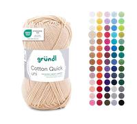 Gründl Laine Cotton Quick uni - laine fine pour crocheter - fil à tricoter - fil à crocheter - brillant et doux pour la peau - 100% coton - 1 pelote 50 g / 125 m - taille d’aiguille 3-4 - coquille